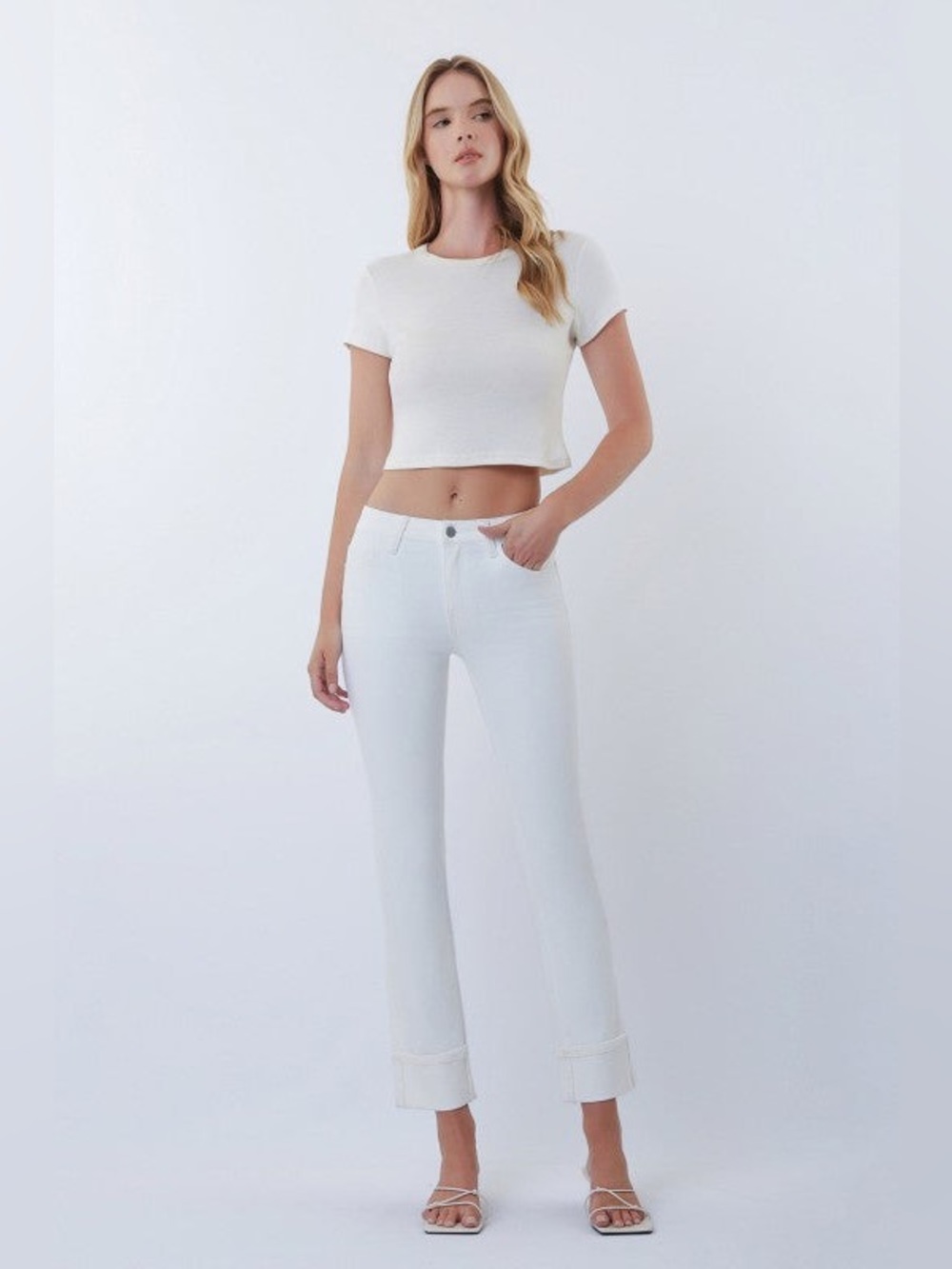Vervet White High Rise Cropped Straight Leg Stretch Jeans Size 27
